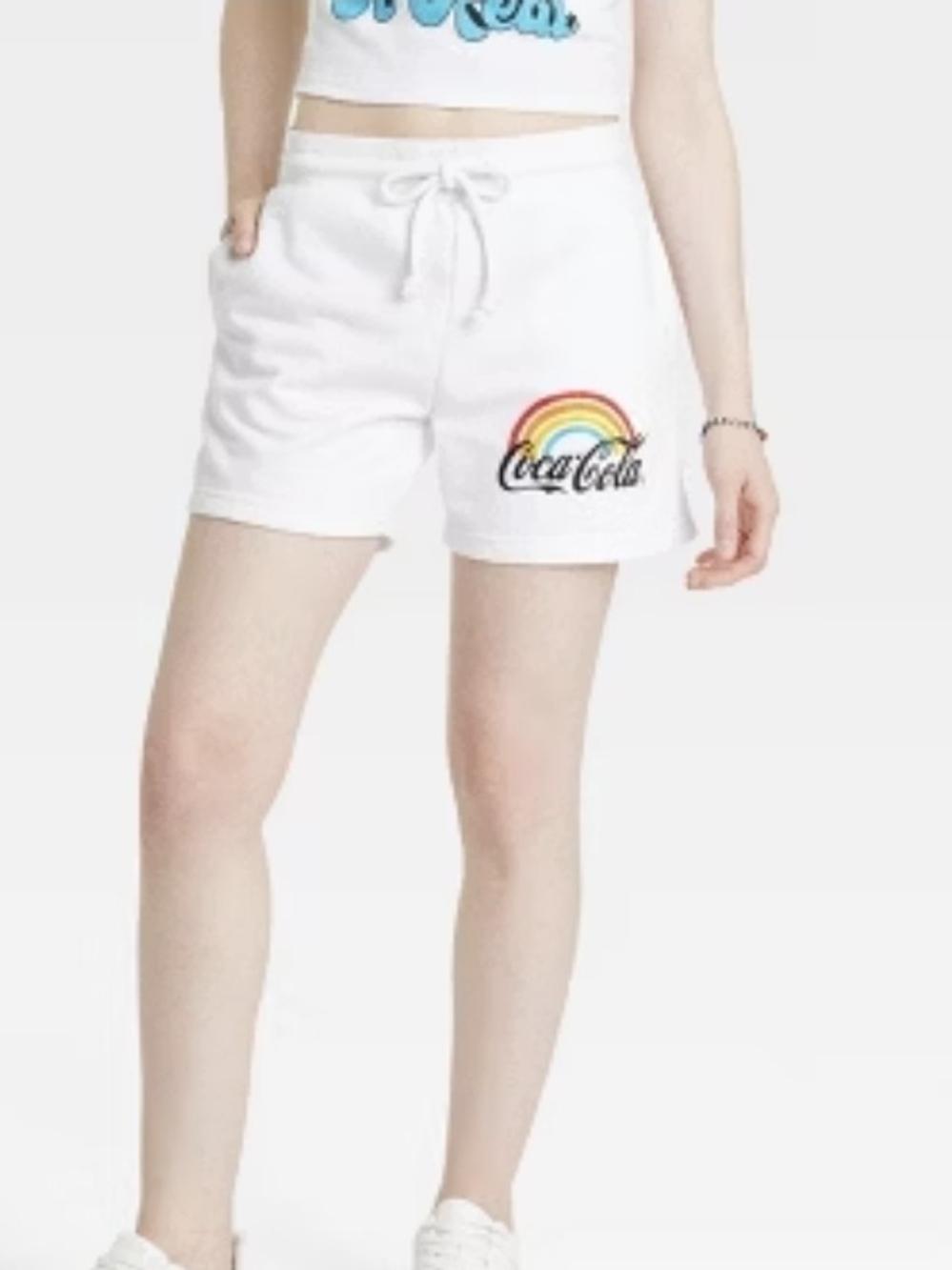 0245-Coca Cola White Rainbow Logo Women's Lounge Shorts